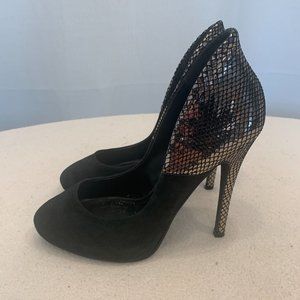 Aldo Women Shoes Pumps Heels Black and Gold Size 38.5